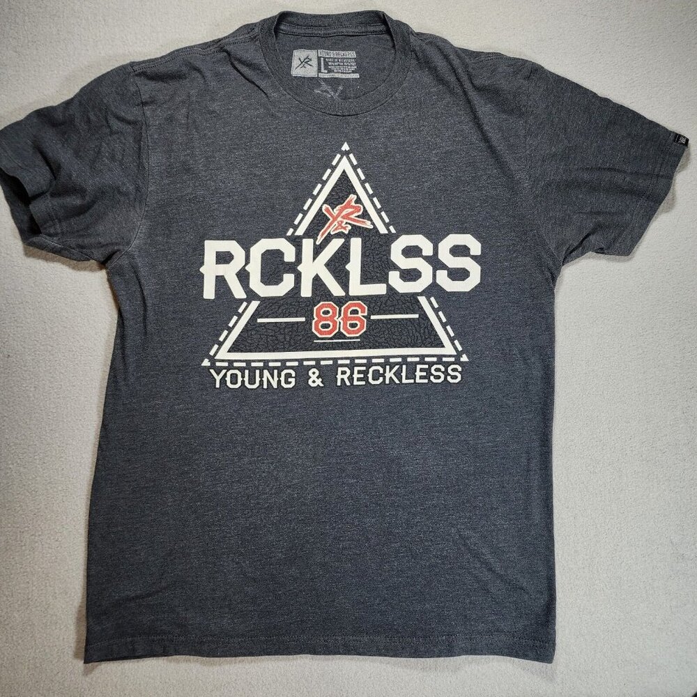 Young & Reckless Y&R Tshirt Large Dark Grey Gray‎ Black Rcklss 86